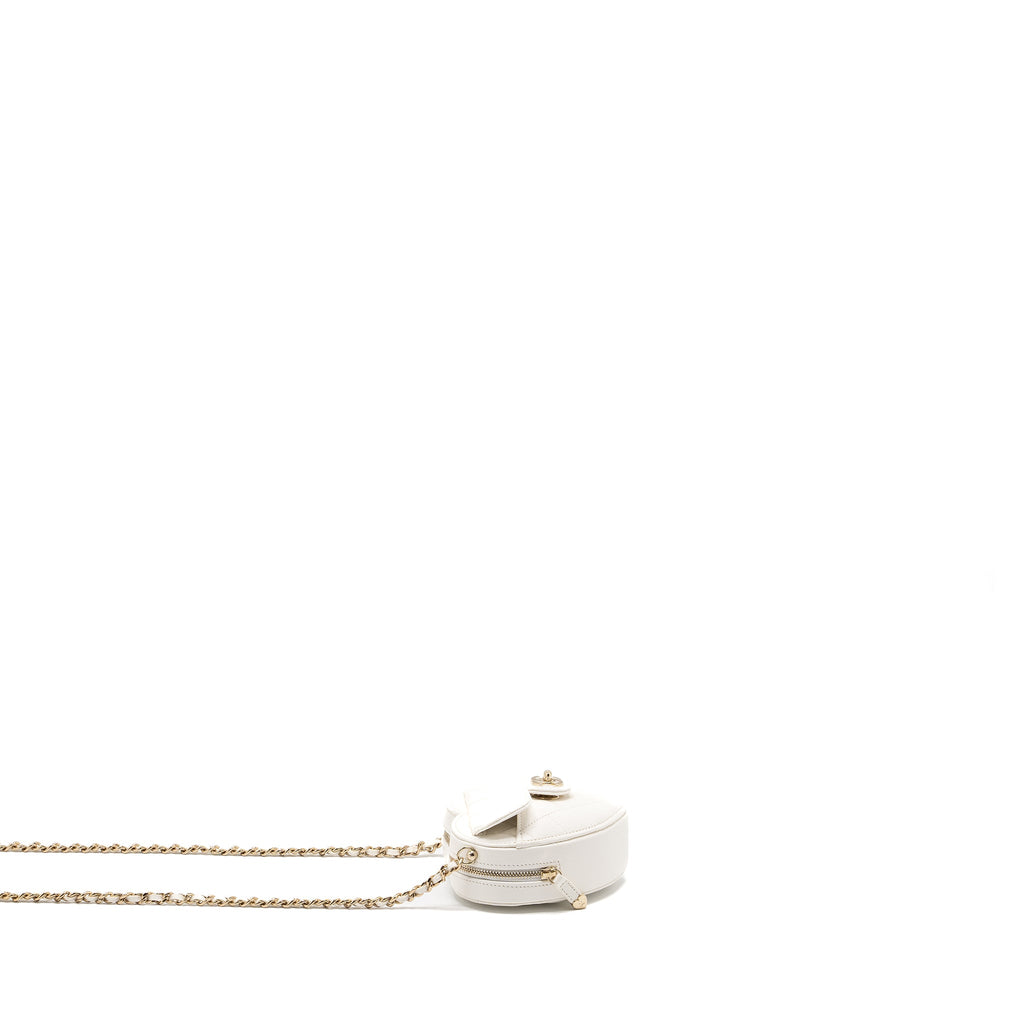 CHANEL 22S SMALL HEART BAG LAMBSKIN WHITE LGHW