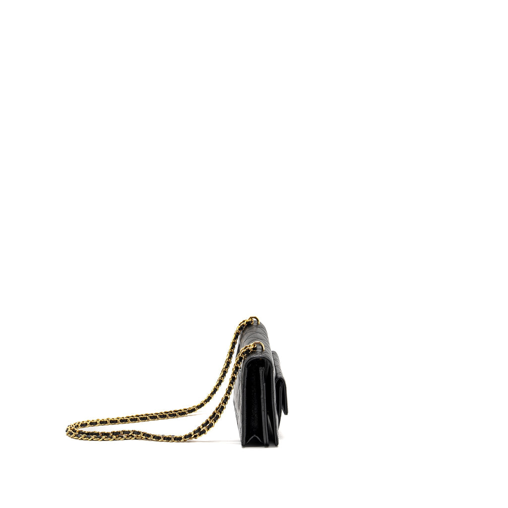 CHANEL FLAP WALLET WITH CHAIN CAVIAR BLACK GHW (MICROCHIP)