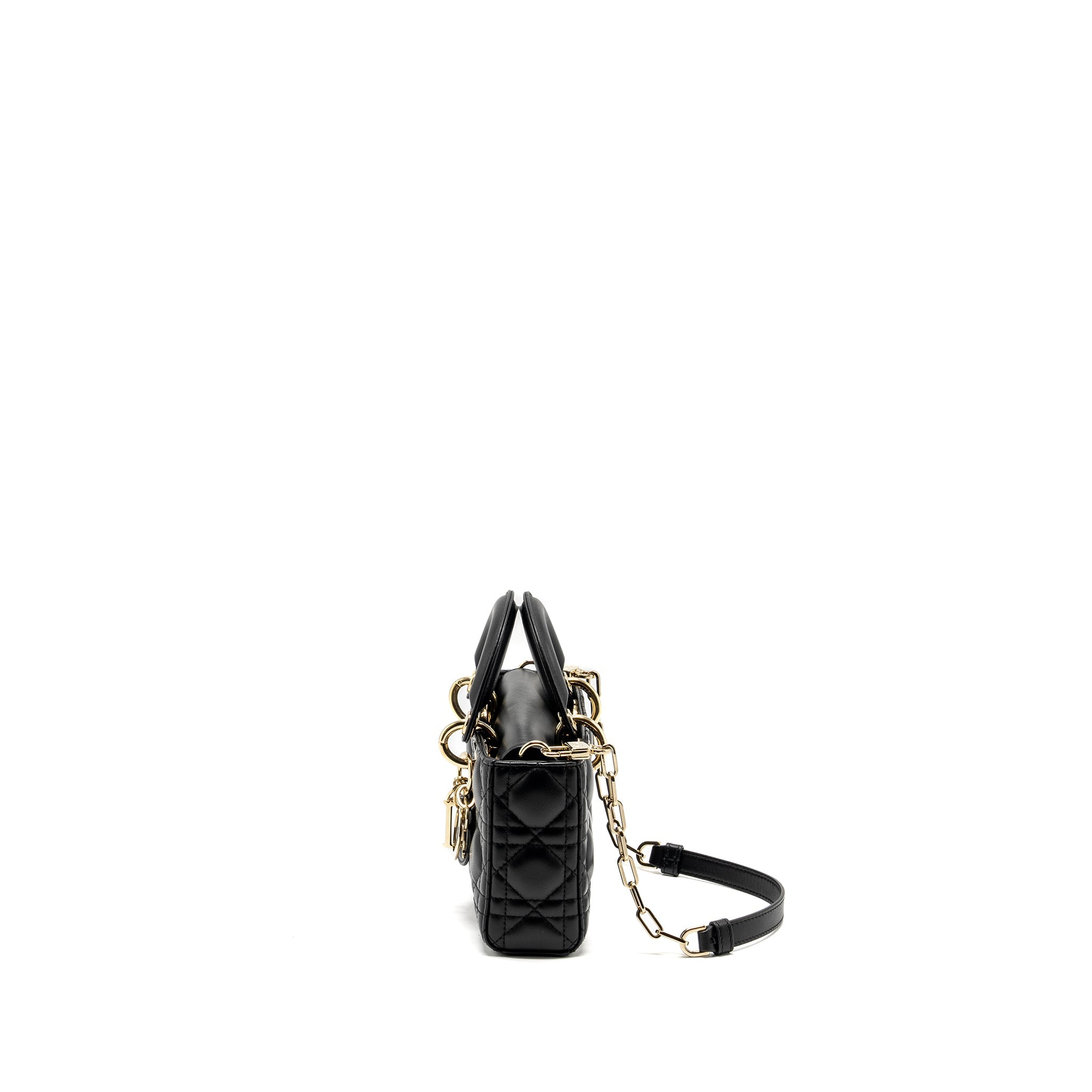 DIOR LADY D-JOY SMALL  BAG LAMBSKIN BLACK LGHW