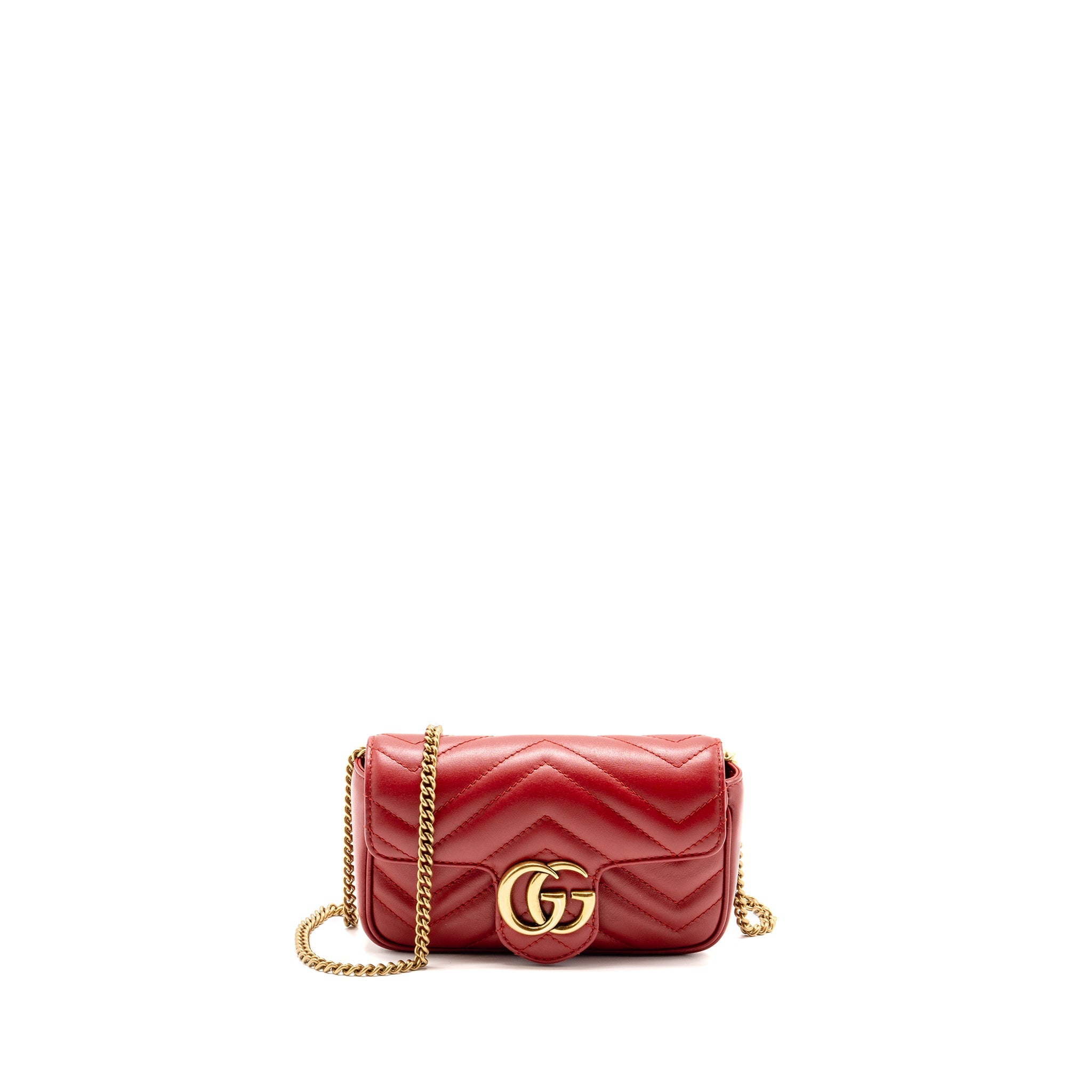 GUCCI GG MARMONT MINI BAG CALFSKIN RED BRUSHED GHW