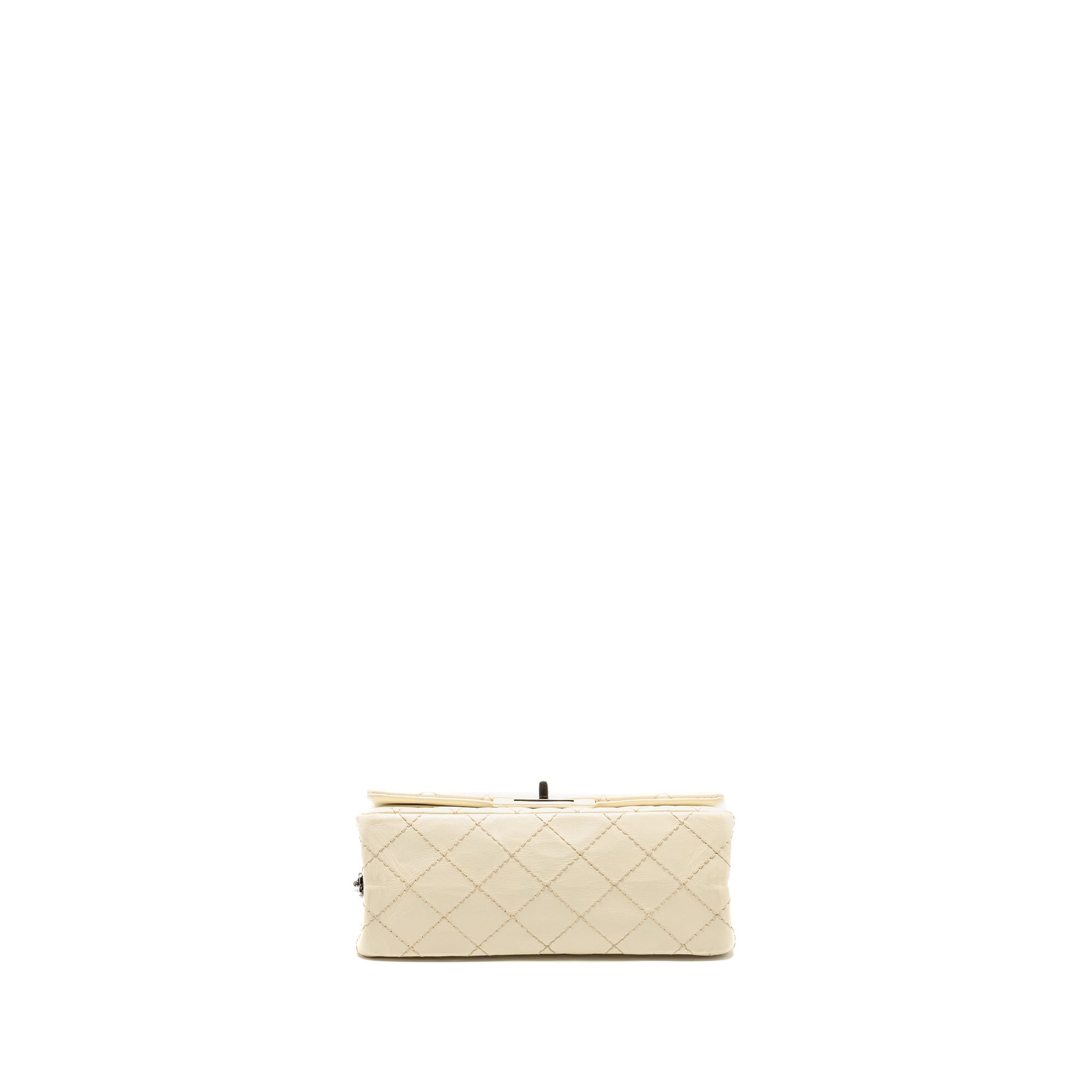 CHANEL MINI 2.55 REISSUE FLAP BAG AGED CALFSKIN CREAMY WHITE WITH RUTHENIUM HARDWARE