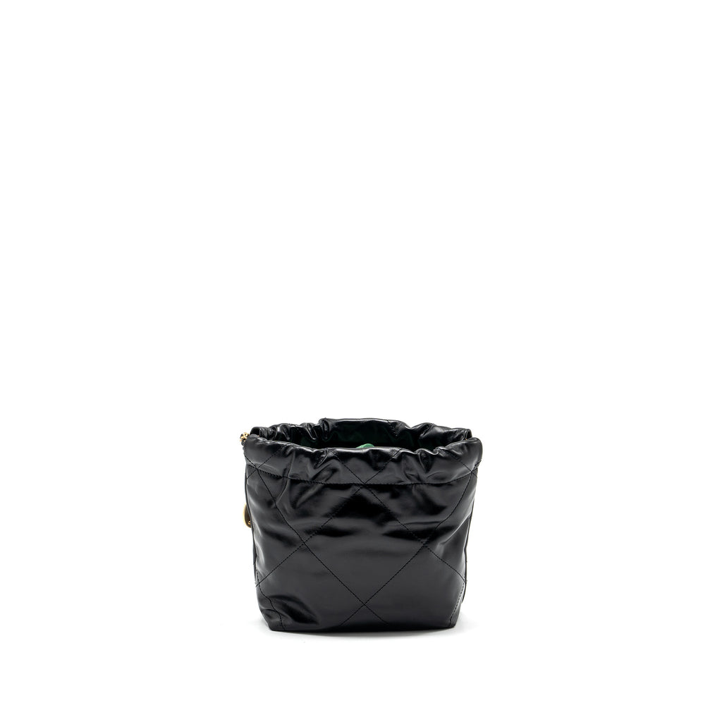 CHANEL MINI 22 BAG SHINY CALFSKIN BLACK GHW (MICROCHIP)
