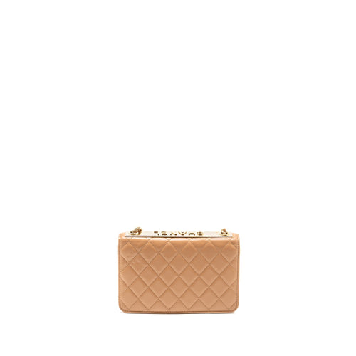 CHANEL TRENDY CC WALLET ON CHAIN LAMBSKIN DARK BEIGE LGHW (MICROCHIP)