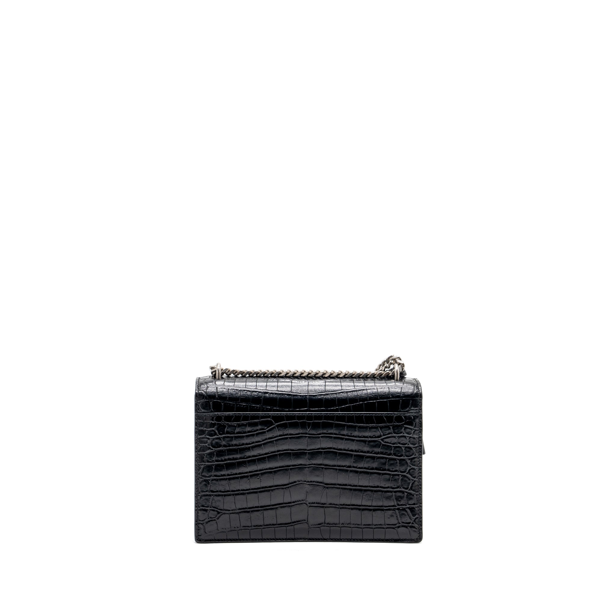 SAINT LAURENT/YSL SUNSET BAG CROCODILE-EMBOSSED BLACK SHW