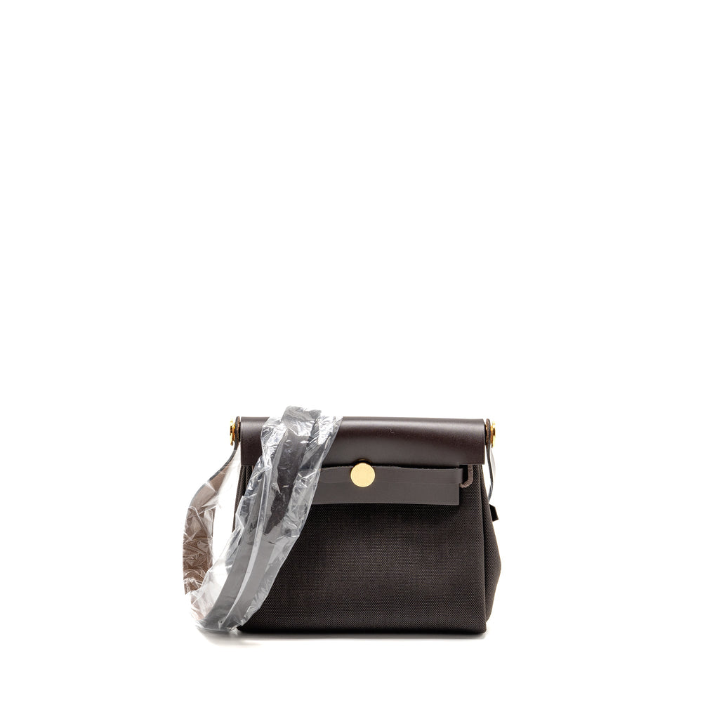 HERMES HERBAG MINI CANVAS/HUNTER LEATHER EBENE GHW