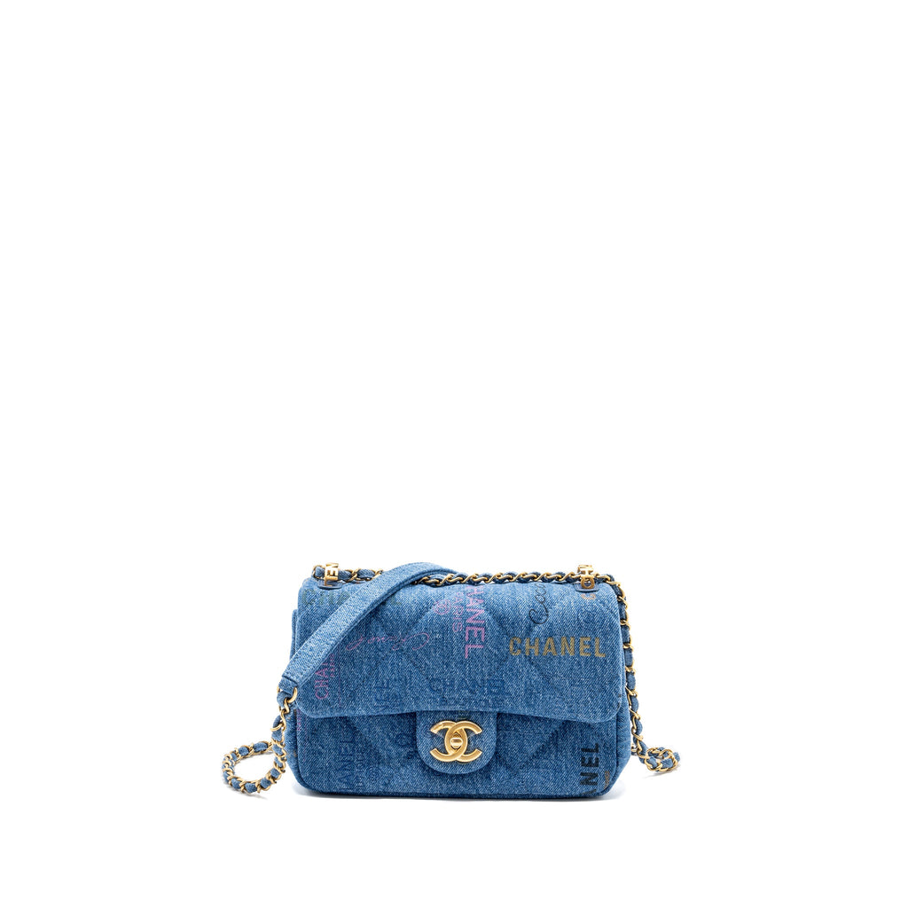 CHANEL 22P SMALL FLAP BAG DENIM BLUE GHW (MICROCHIP)