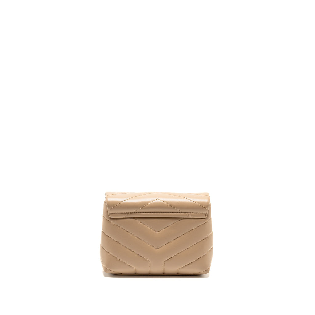 SAINT LAURENT/YSL MINI TOY LOULOU STRAP BAG CALFSKIN DARK BEIGE GHW