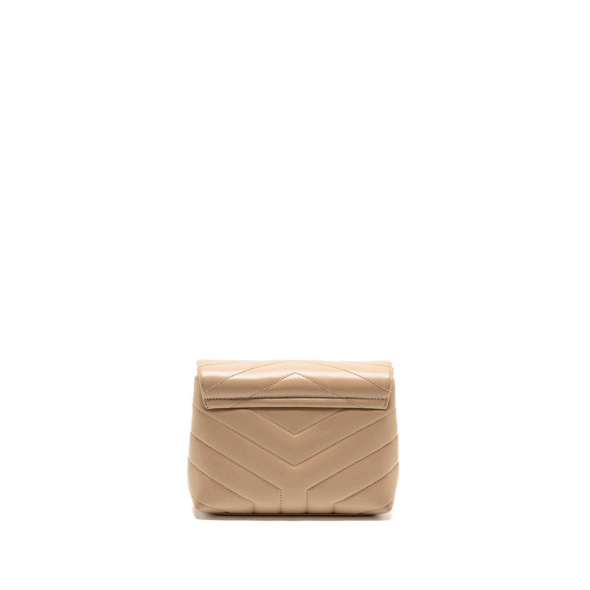 SAINT LAURENT/YSL MINI TOY LOULOU STRAP BAG CALFSKIN DARK BEIGE GHW