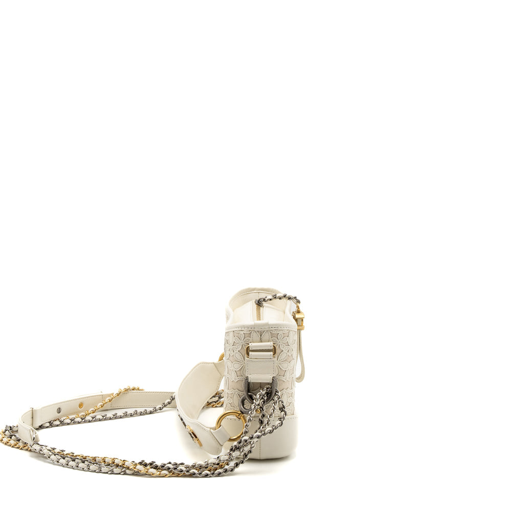 CHANEL SMALL GABRIELLE HOBO BAG LIMITED EDITION CALFSKIN WHITE MULTICOLOUR HARDWARE