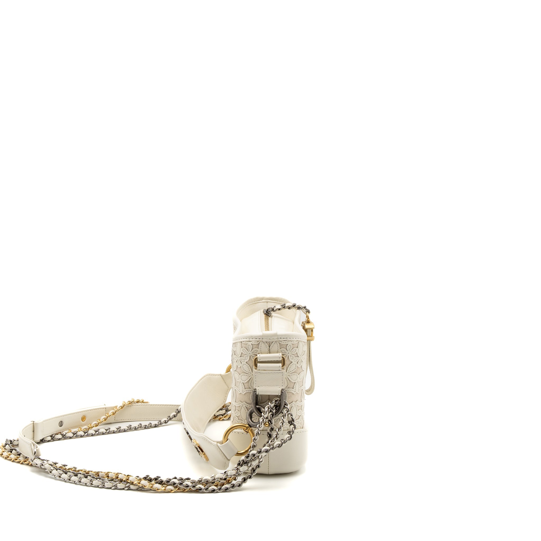 CHANEL SMALL GABRIELLE HOBO BAG LIMITED EDITION CALFSKIN WHITE MULTICOLOUR HARDWARE