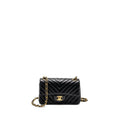 CHANEL MINI RECTANGULAR FLAP BAG CHEVRON LAMBSKIN BLACK GHW