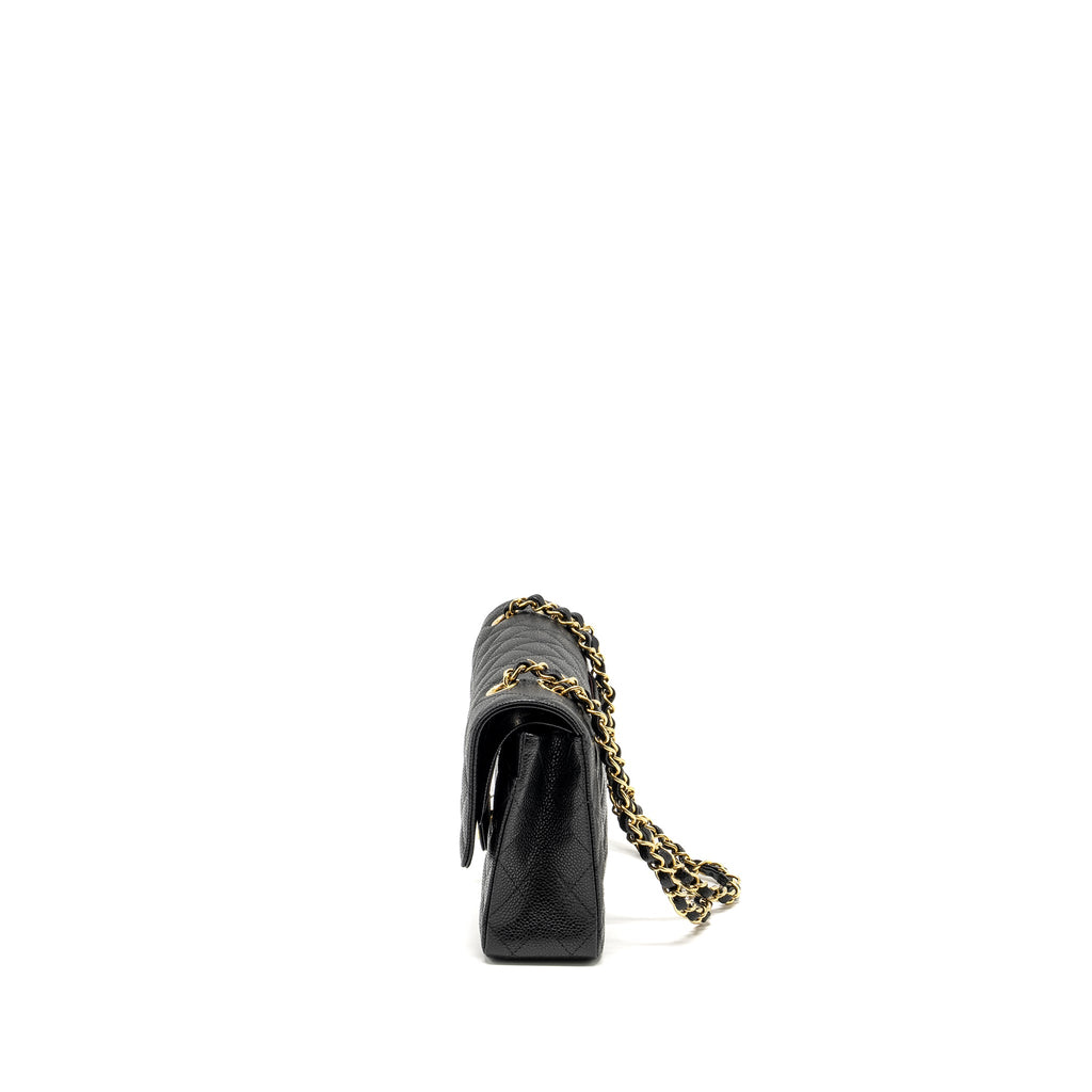 CHANEL MEDIUM CLASSIC DOUBLE FLAP BAG CAVIAR BLACK GHW (MICROCHIP)