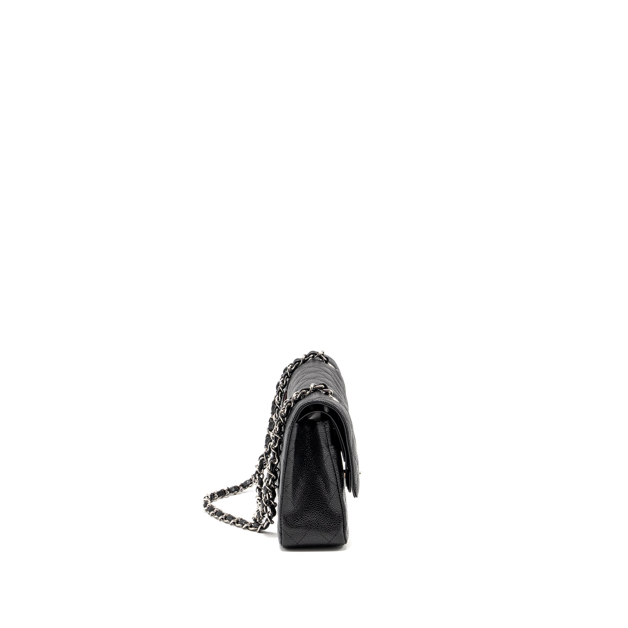 CHANEL MEDIUM CLASSIC DOUBLE FLAP BAG CAVIAR BLACK SHW