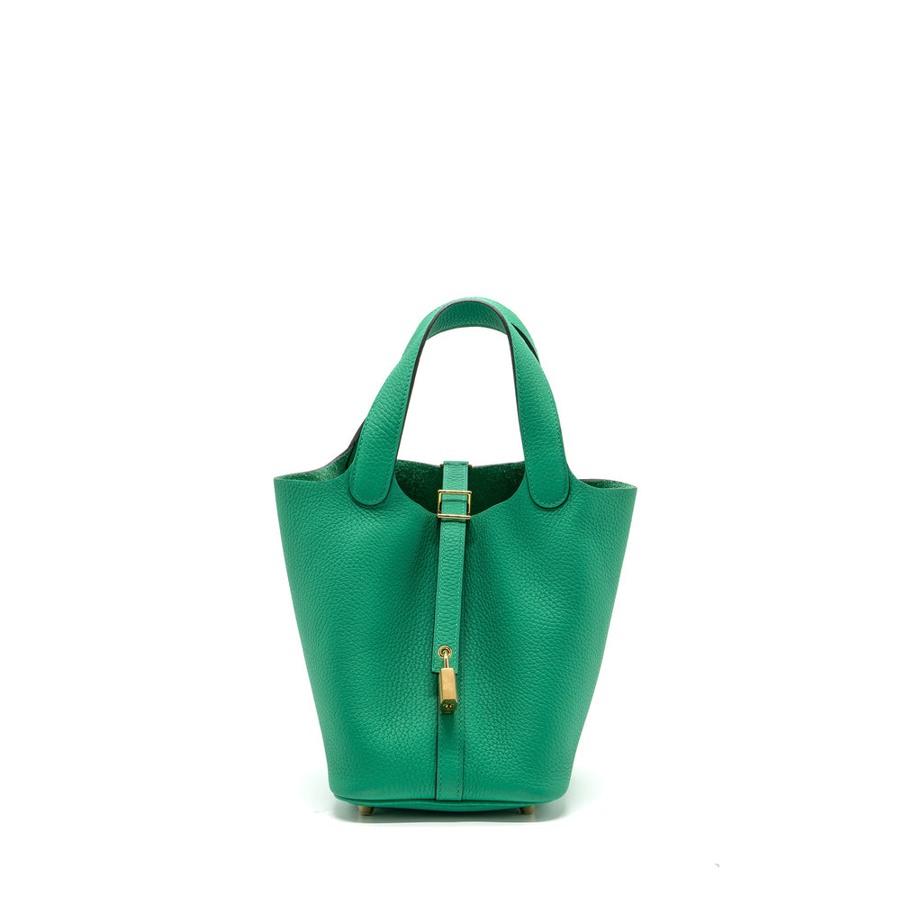 HERMES PICOTIN 18 LOCK BAG CLEMENCE MENTHE GHW