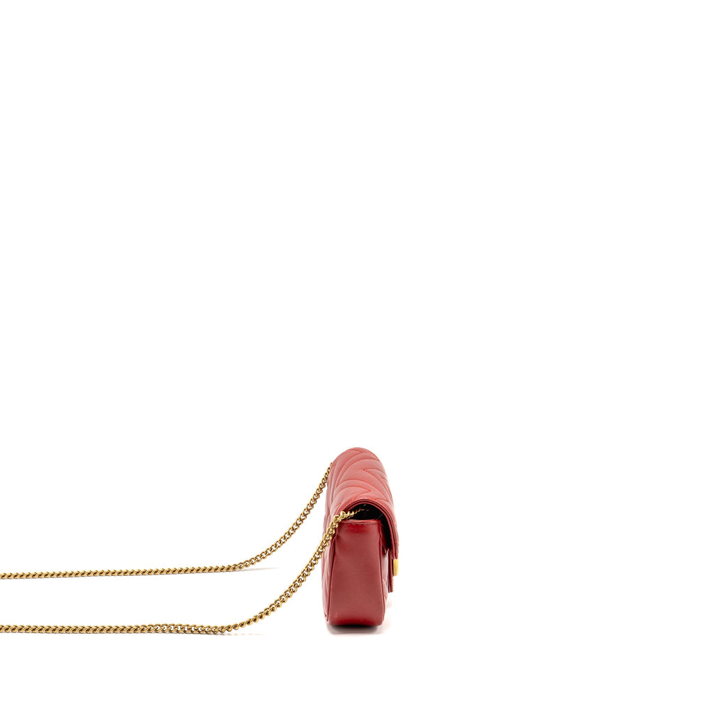GUCCI GG MARMONT MINI BAG CALFSKIN RED BRUSHED GHW