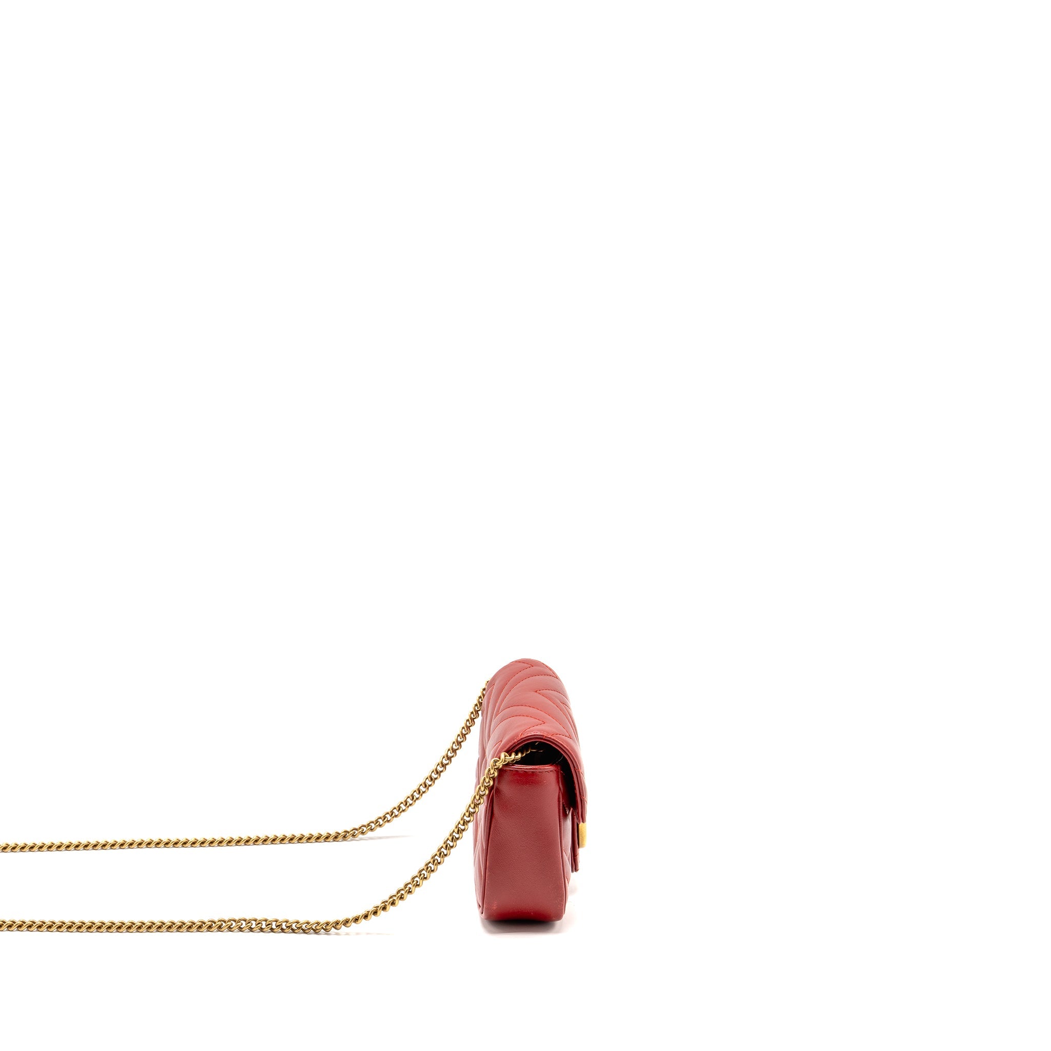 GUCCI GG MARMONT MINI BAG CALFSKIN RED BRUSHED GHW