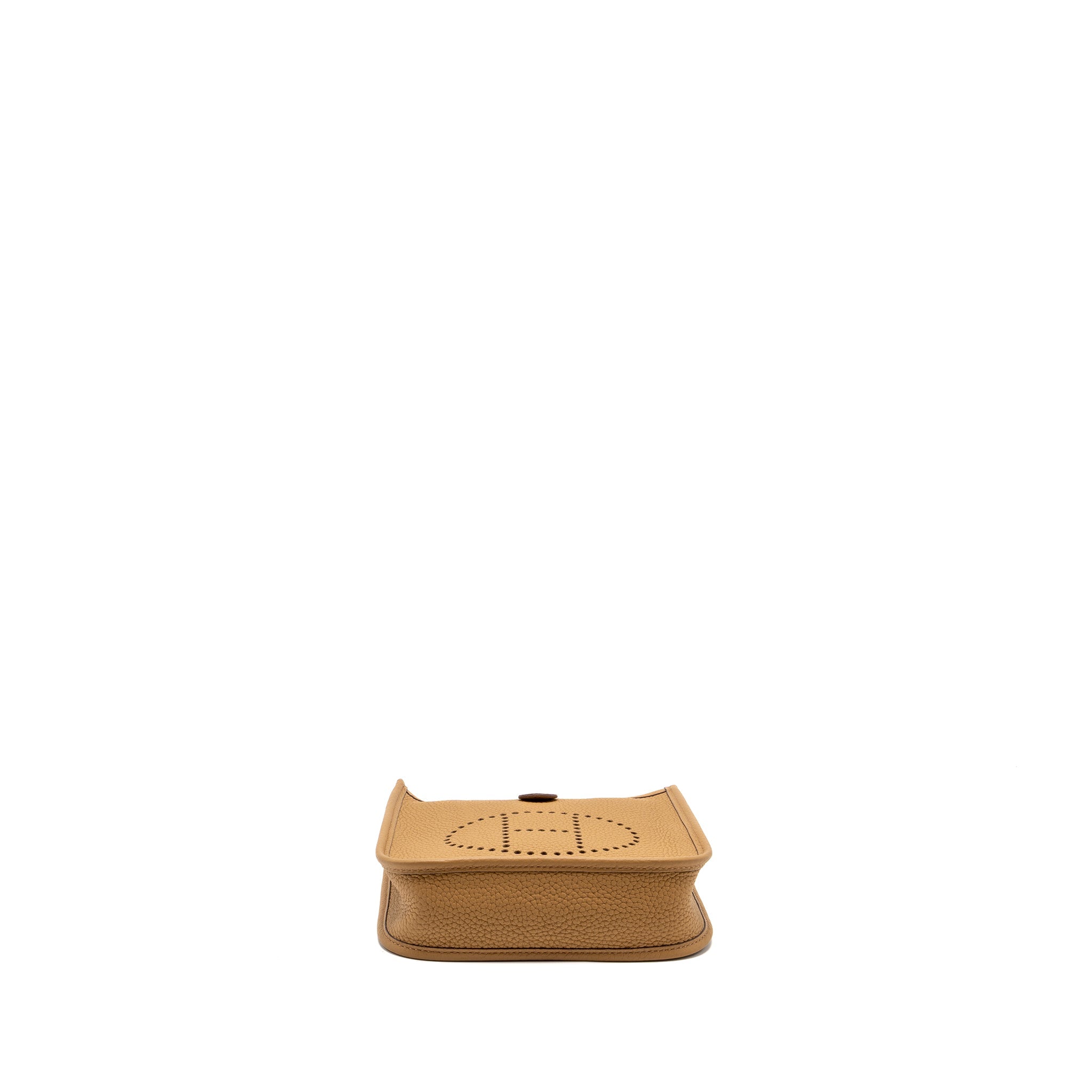 HERMES MINI EVELYNE CLEMENCE BISCUIT / CAMEL GHW