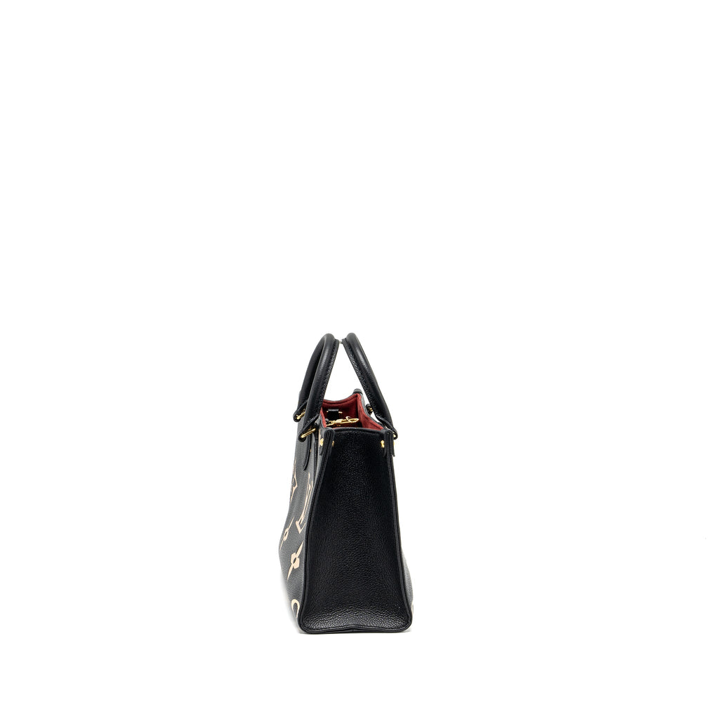 LOUIS VUITTON ONTHEGO PM BICOLOUR MONOGRAM EMPREINTE BLACK/BEIGE GHW