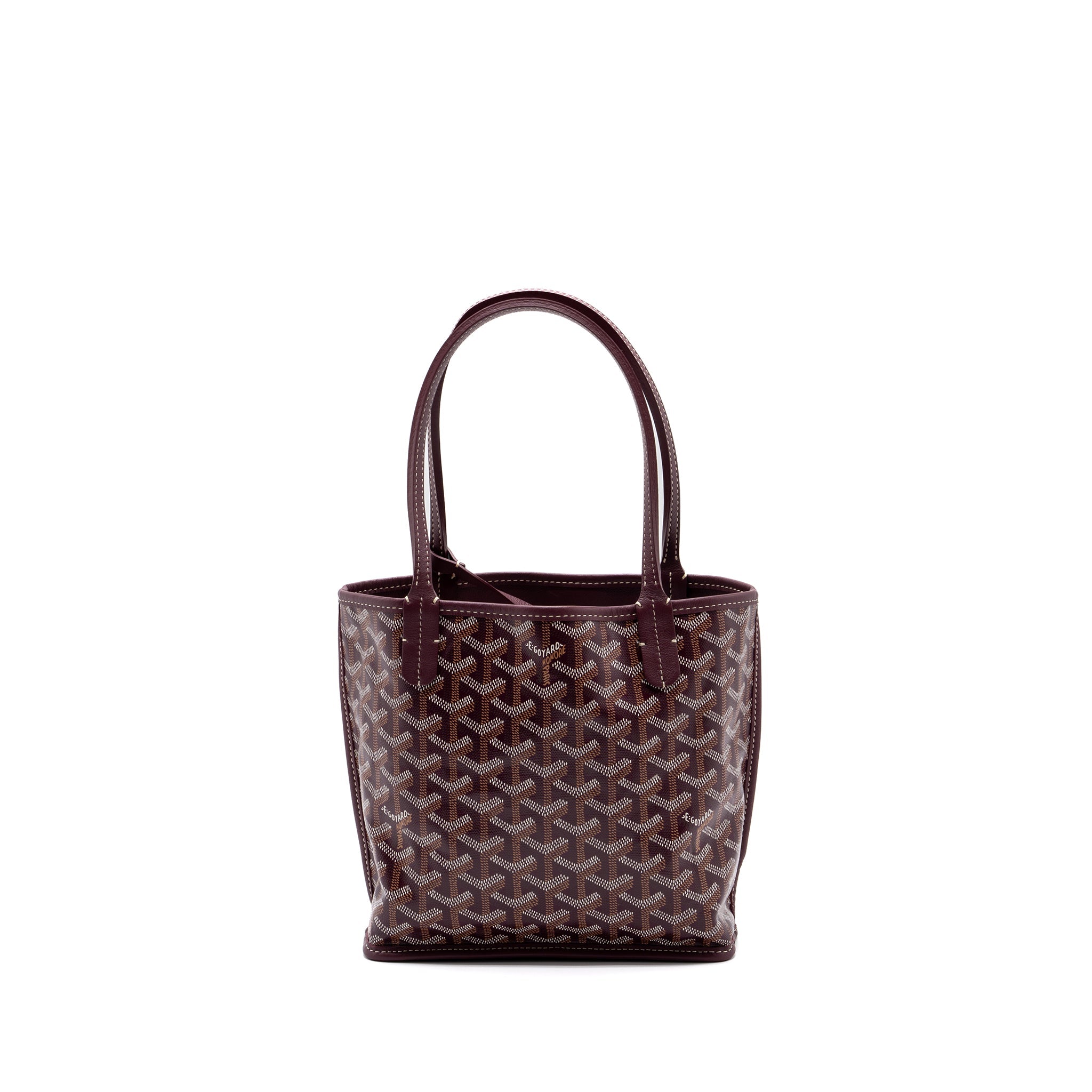 GOYARD ANJOU MINI TOTE CANVAS/CALFSKIN BURGUNDY SHW