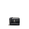 SAINT LAURENT/YSL SUNSET BAG CROCODILE-EMBOSSED BLACK SHW