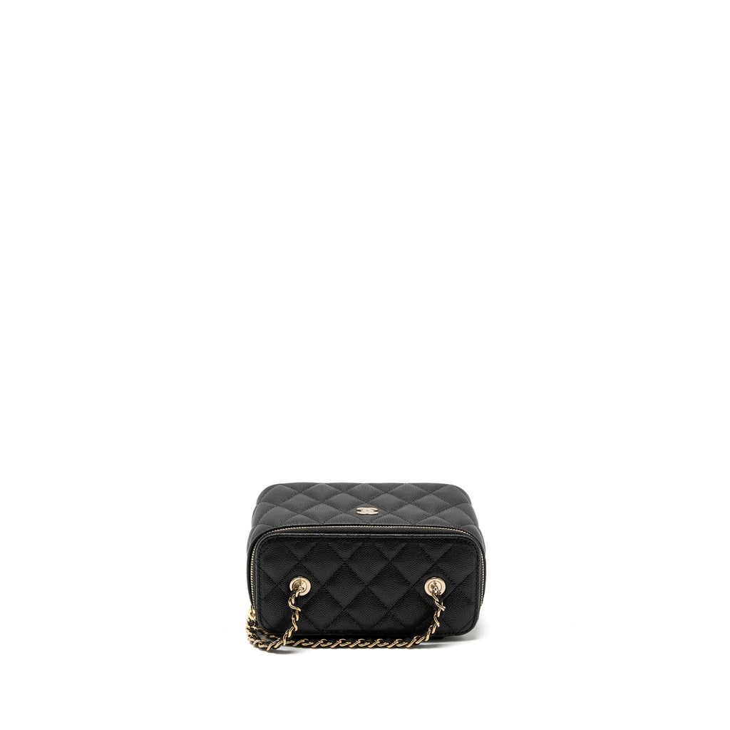 CHANEL LONG VANITY WITH CHAIN CAVIAR BLACK LGHW (MICROCHIP)