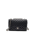 CHANEL CLASSIC JUMBO SINGLE FLAP BAG CAVIAR BLACK SHW