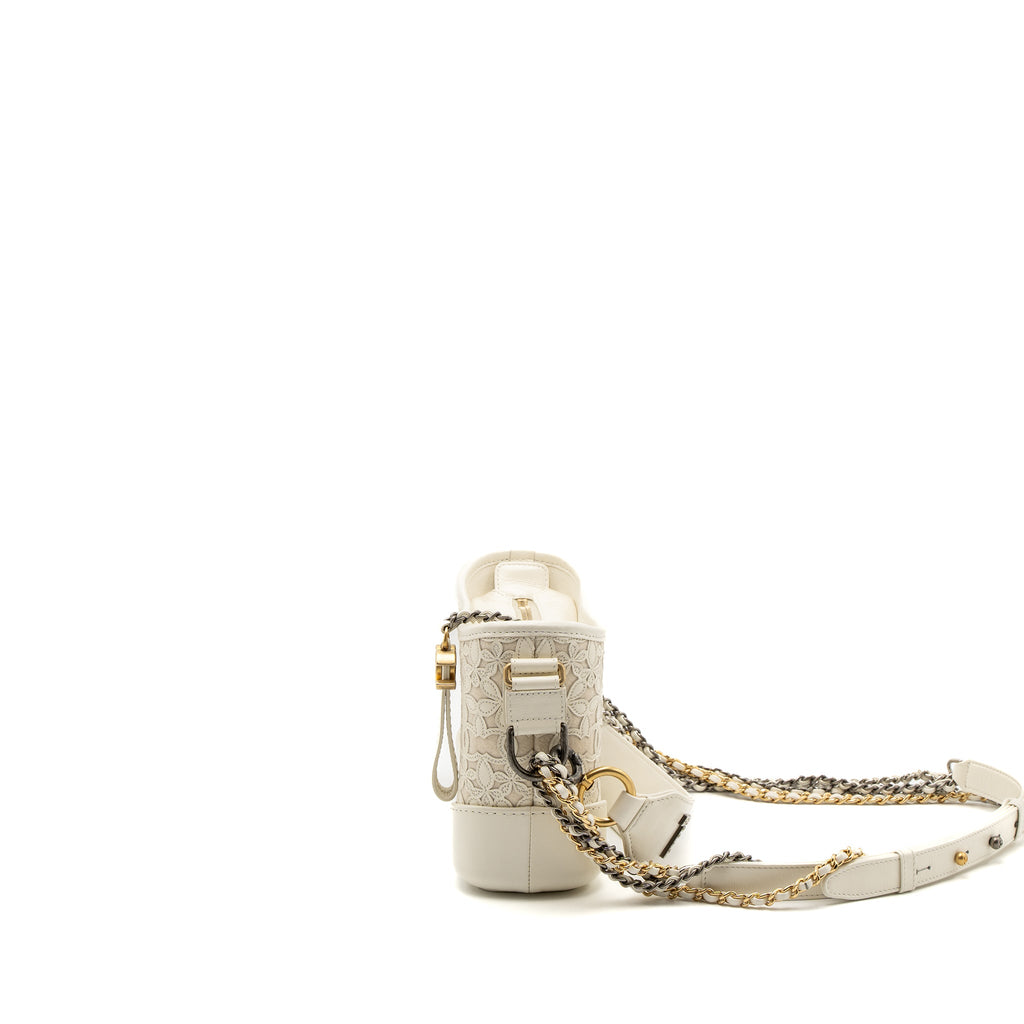 CHANEL SMALL GABRIELLE HOBO BAG LIMITED EDITION CALFSKIN WHITE MULTICOLOUR HARDWARE