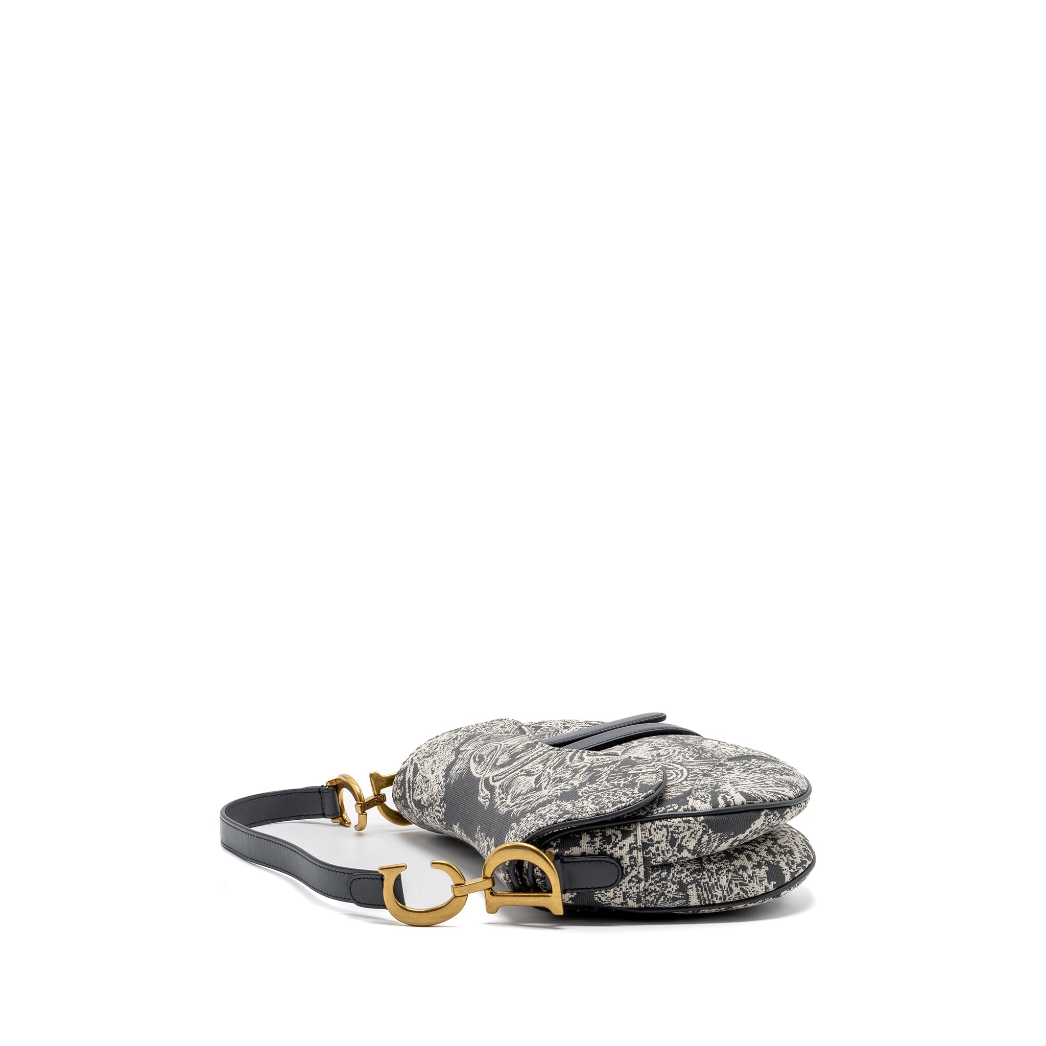 DIOR SADDLE BAG TOILE DE JOUY CANVAS / LEATHER GREY GHW