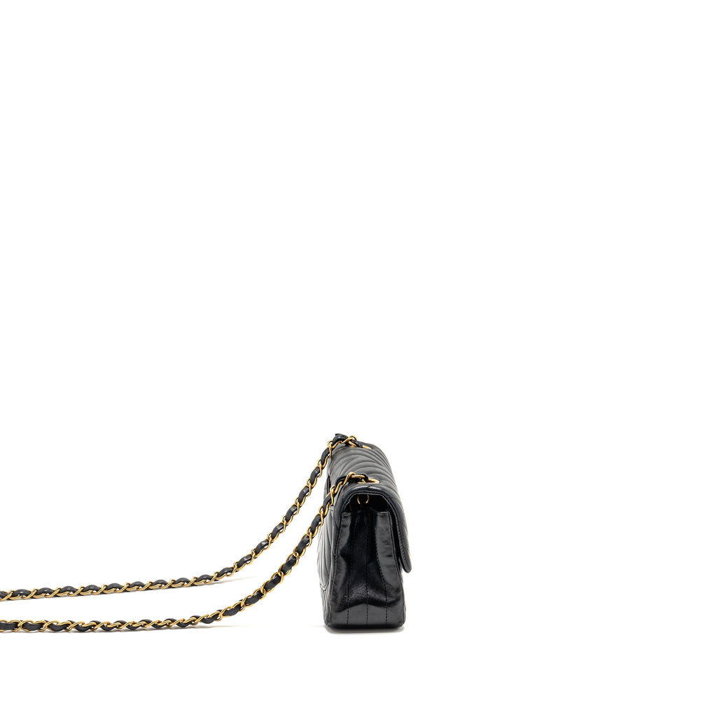 CHANEL MINI RECTANGULAR FLAP BAG CHEVRON LAMBSKIN BLACK GHW