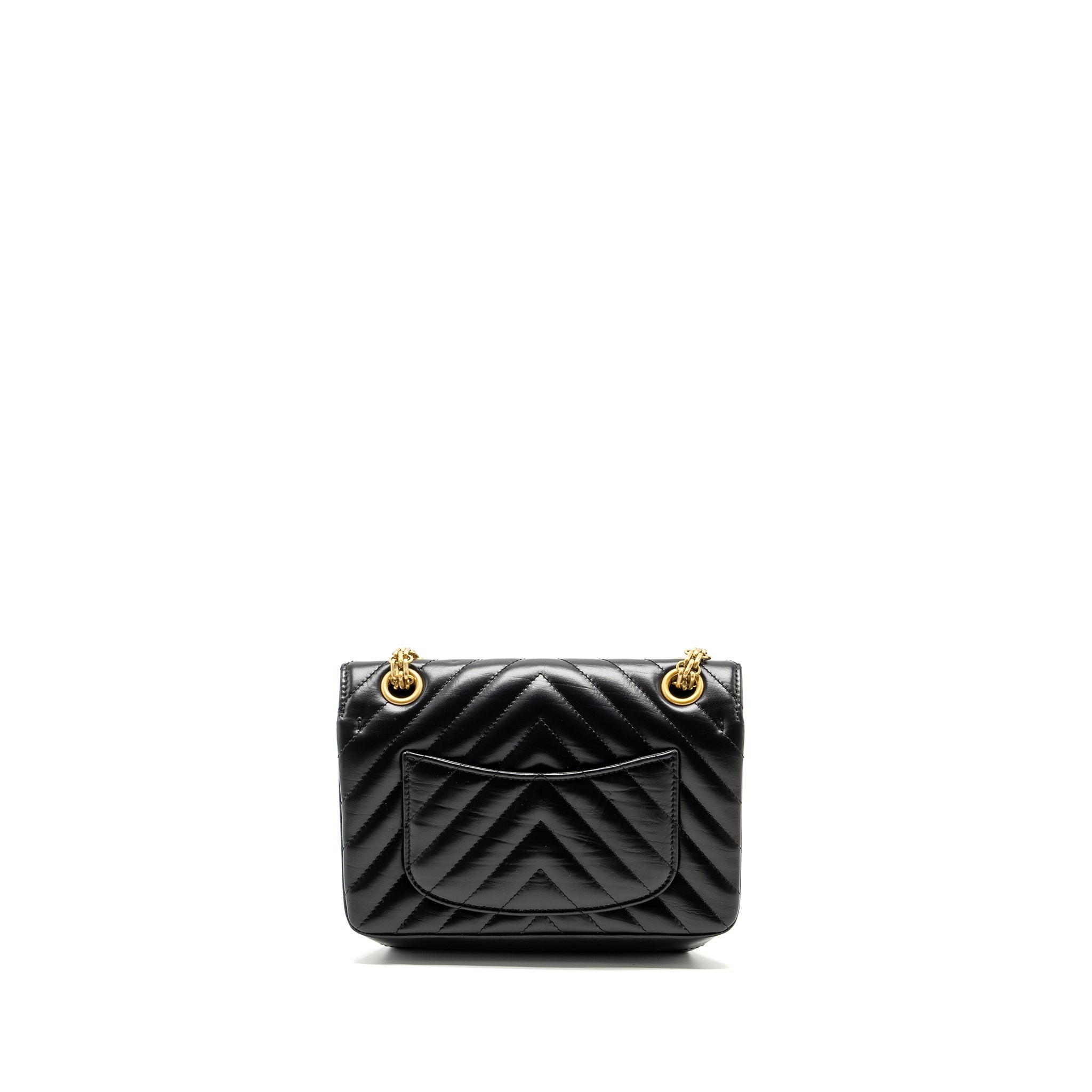 CHANEL MINI 2.55 REISSUE CHEVRON CALFSKIN BLACK GHW (MICROCHIP)