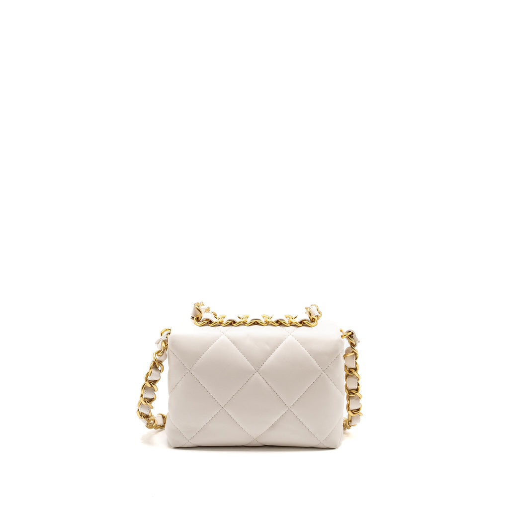 CHANEL 22B CHAIN CUSHION FLAP BAG LAMBSKIN WHITE GHW (MICROCHIP)