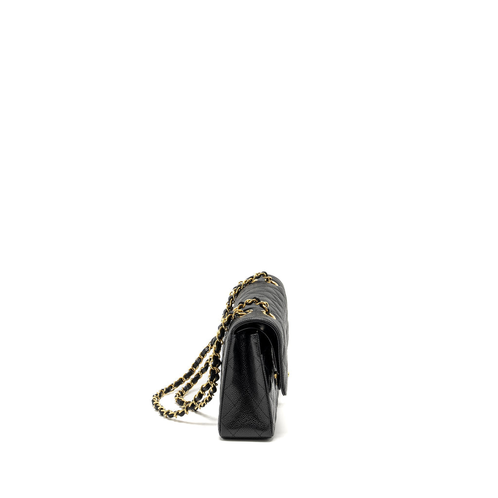 CHANEL MEDIUM CLASSIC DOUBLE FLAP BAG CAVIAR BLACK GHW (MICROCHIP)