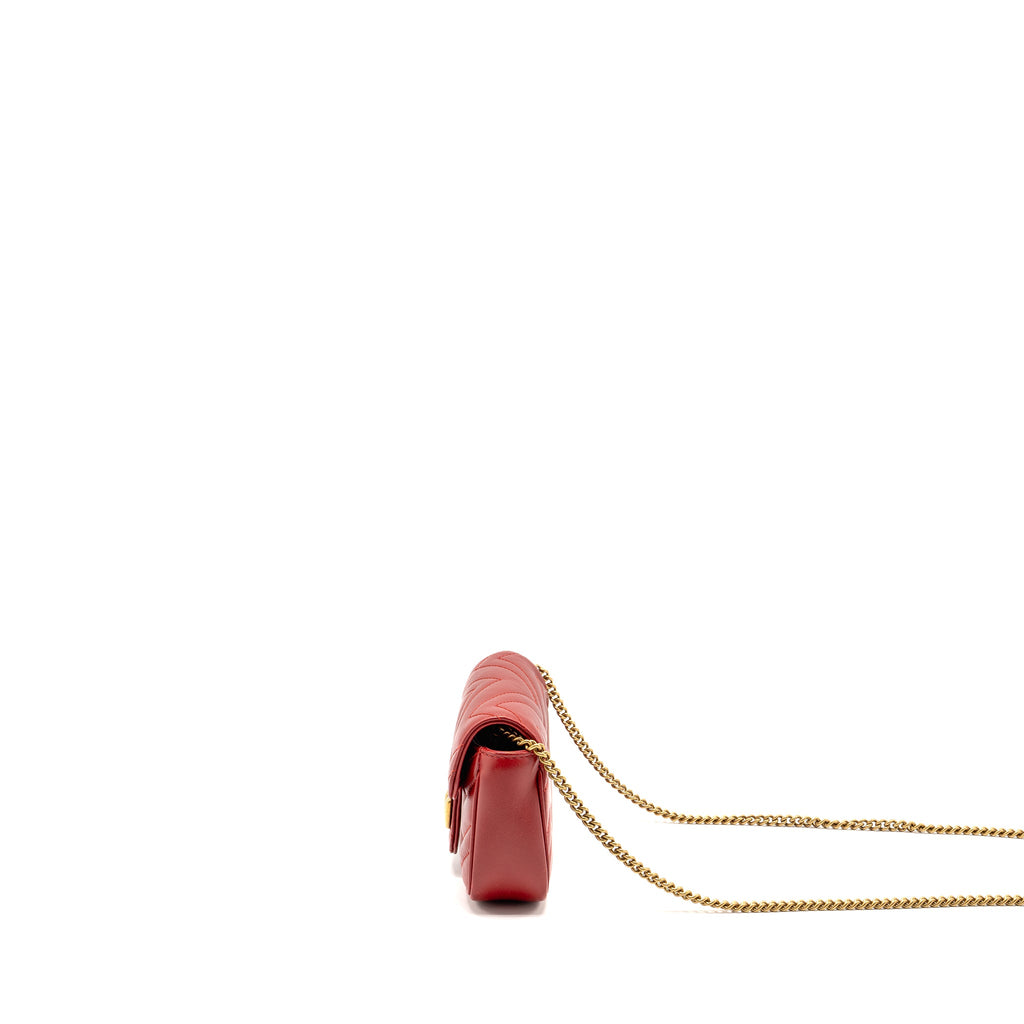 GUCCI GG MARMONT MINI BAG CALFSKIN RED BRUSHED GHW