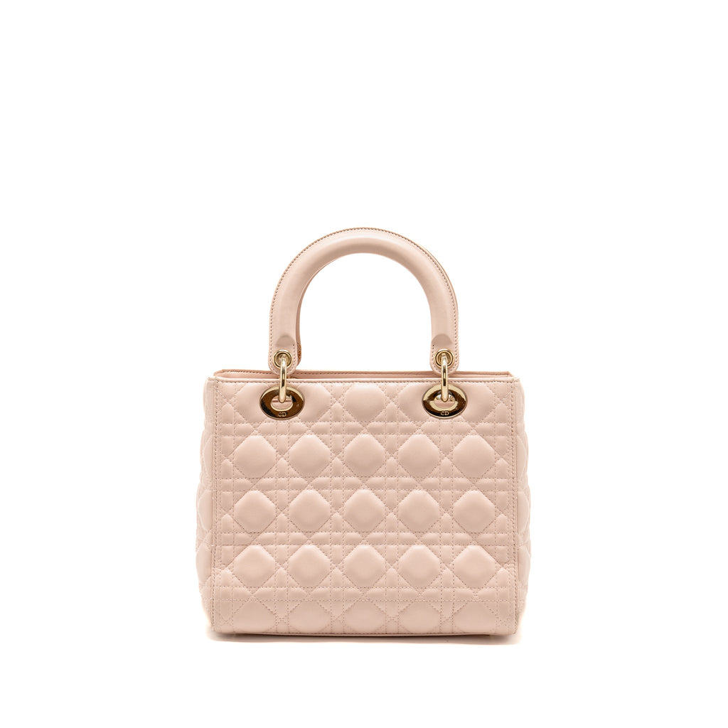 DIOR MEDIUM LADY DIOR LAMBSKIN LIGHT PINK LGHW