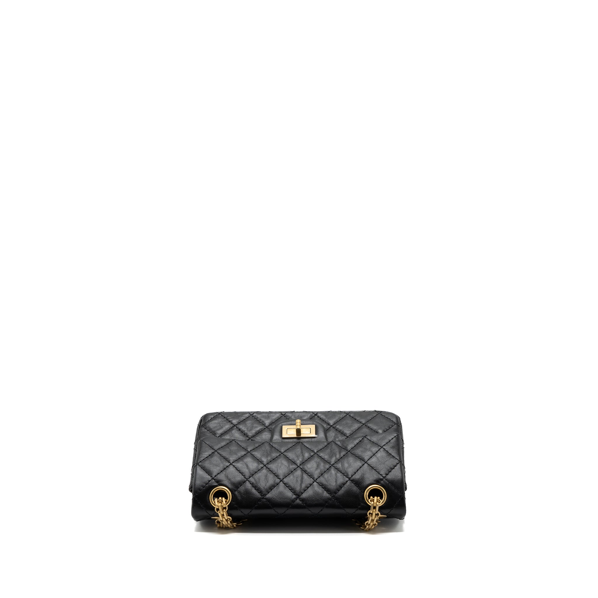 CHANEL MINI 2.55 REISSUE FLAP BAG AGED CALFSKIN BLACK BRUSHED GHW