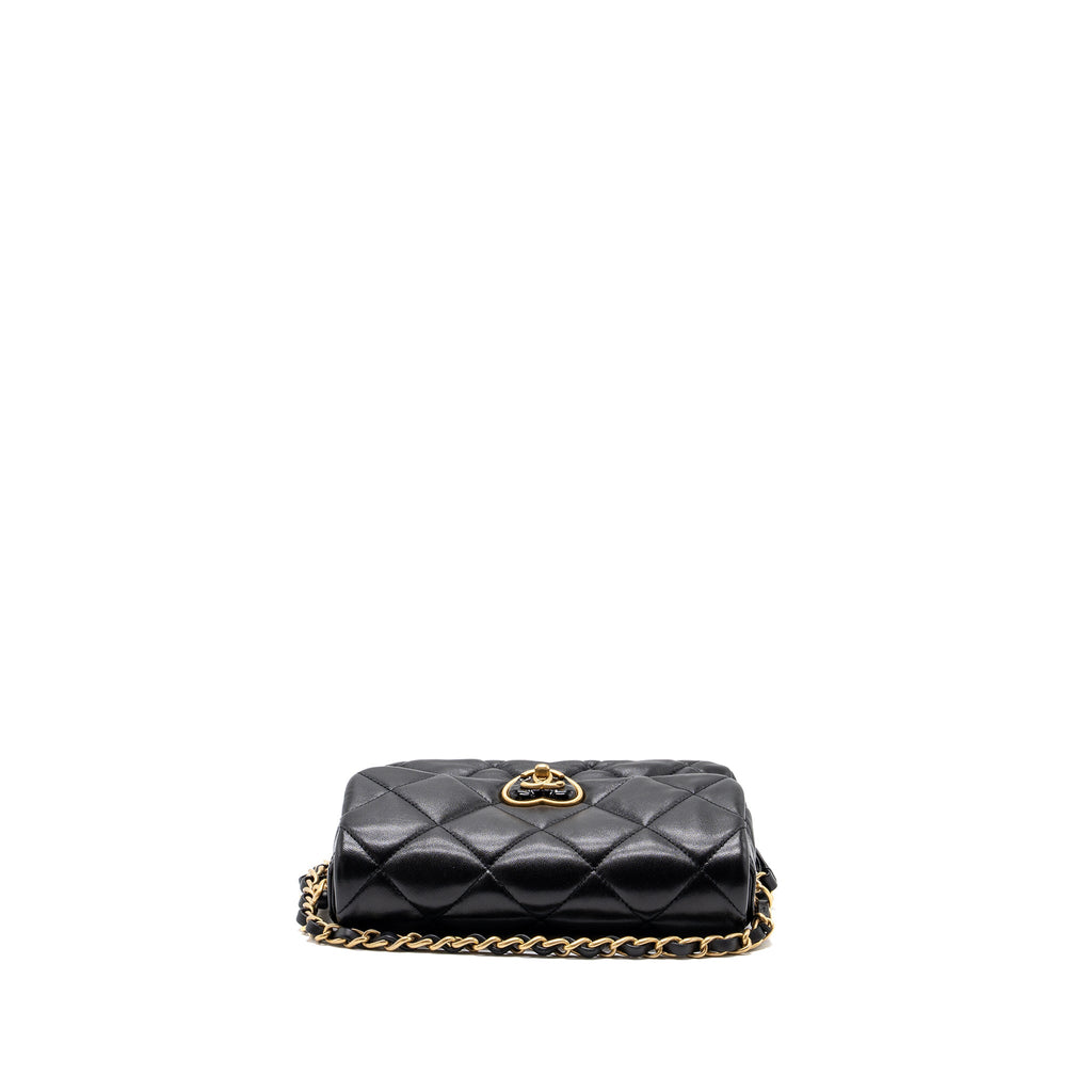CHANEL 23S COCO LOVE FLAP BAG LAMBSKIN BLACK BRUSHED GHW (MICROCHIP)