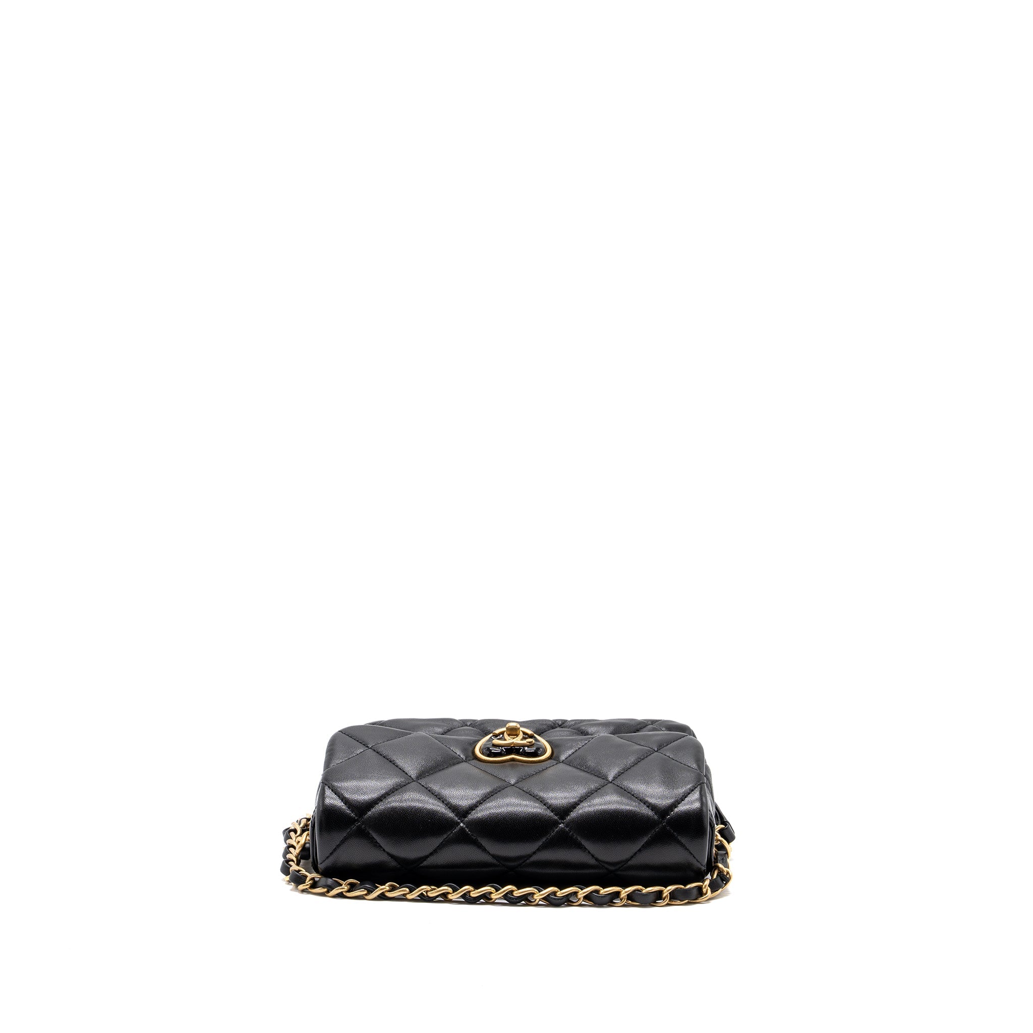 CHANEL 23S COCO LOVE FLAP BAG LAMBSKIN BLACK BRUSHED GHW (MICROCHIP)