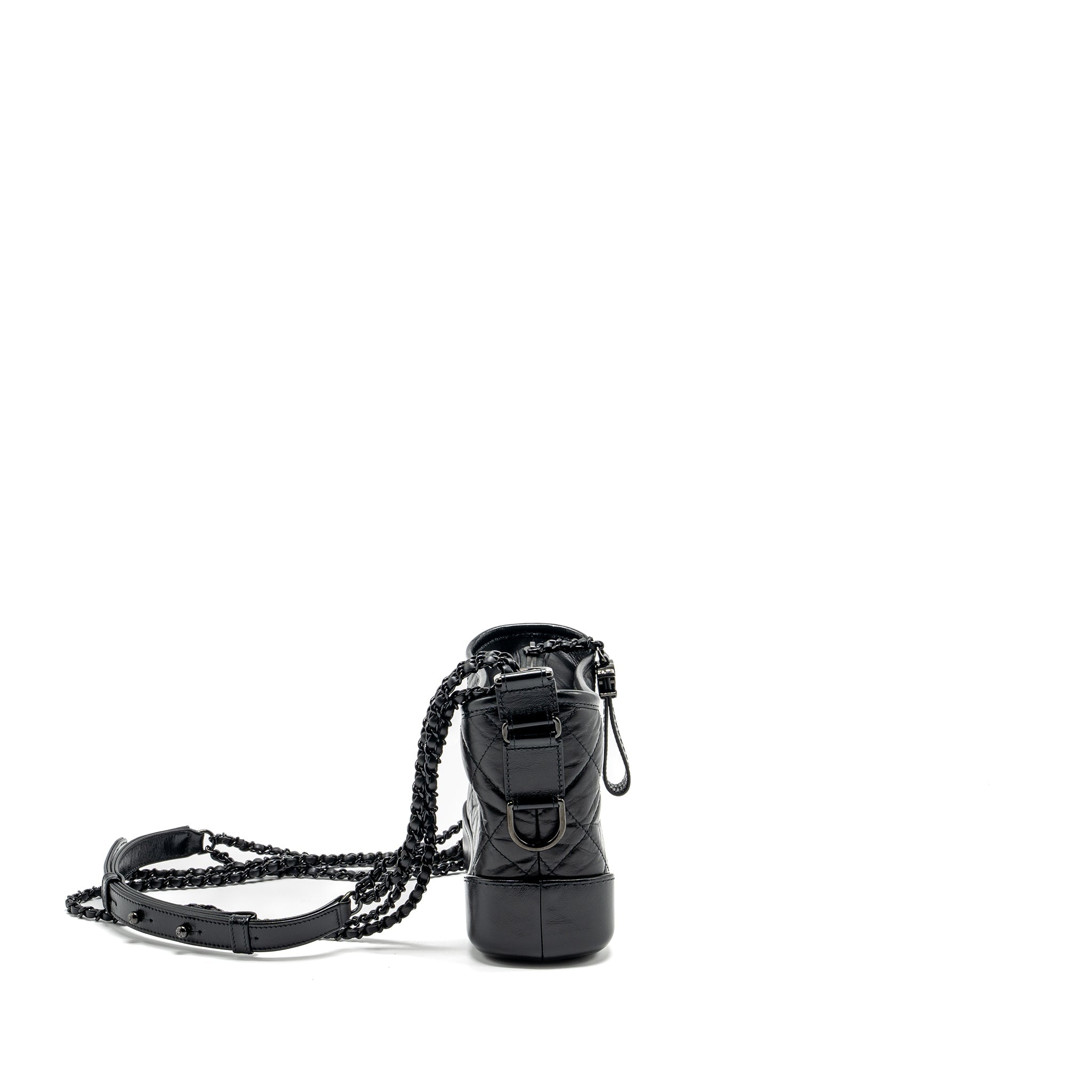 CHANEL SMALL GABRIELLE HOBO BAG AGED CALFSKIN SO BLACK