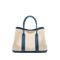 HERMES GARDEN PARTY 36 VACHE COUNTRY LEATHER/CNAVAS CRAIE /BLEU OUTREMER SHW
