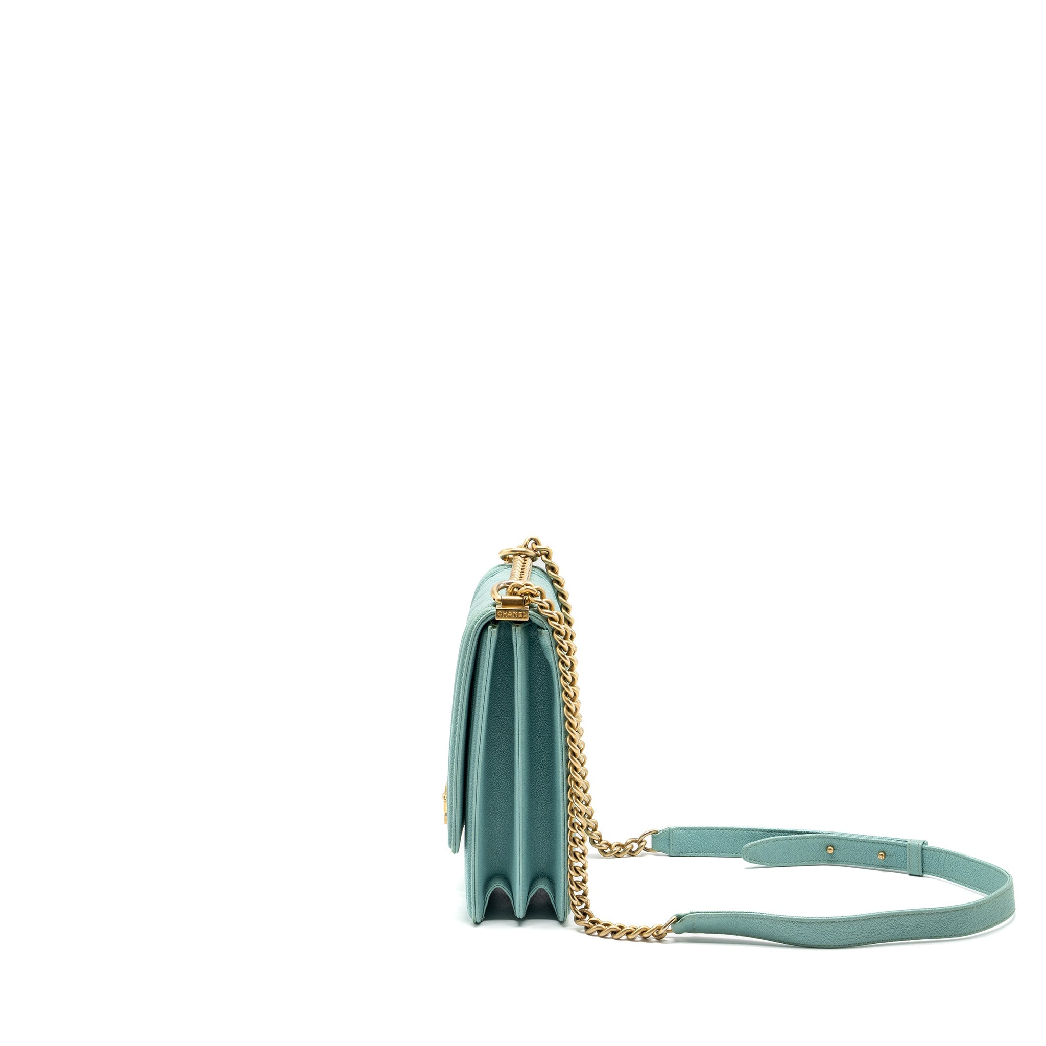 CHANEL NORTH SOUTH BOY BAG CAVIAR LIGHT BLUE GHW