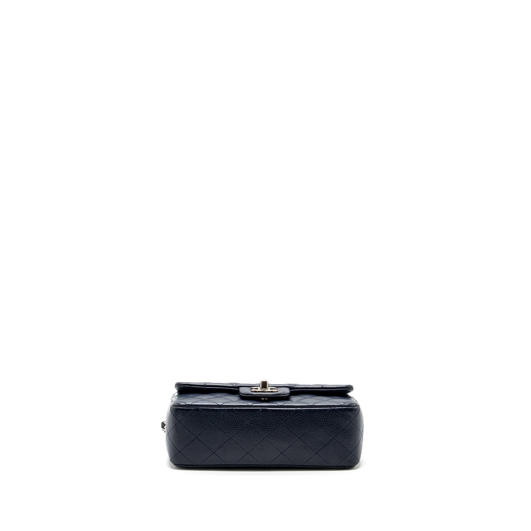 CHANEL CLASSIC MINI RECTANGULAR FLAP BAG CAVIAR NAVY SHW