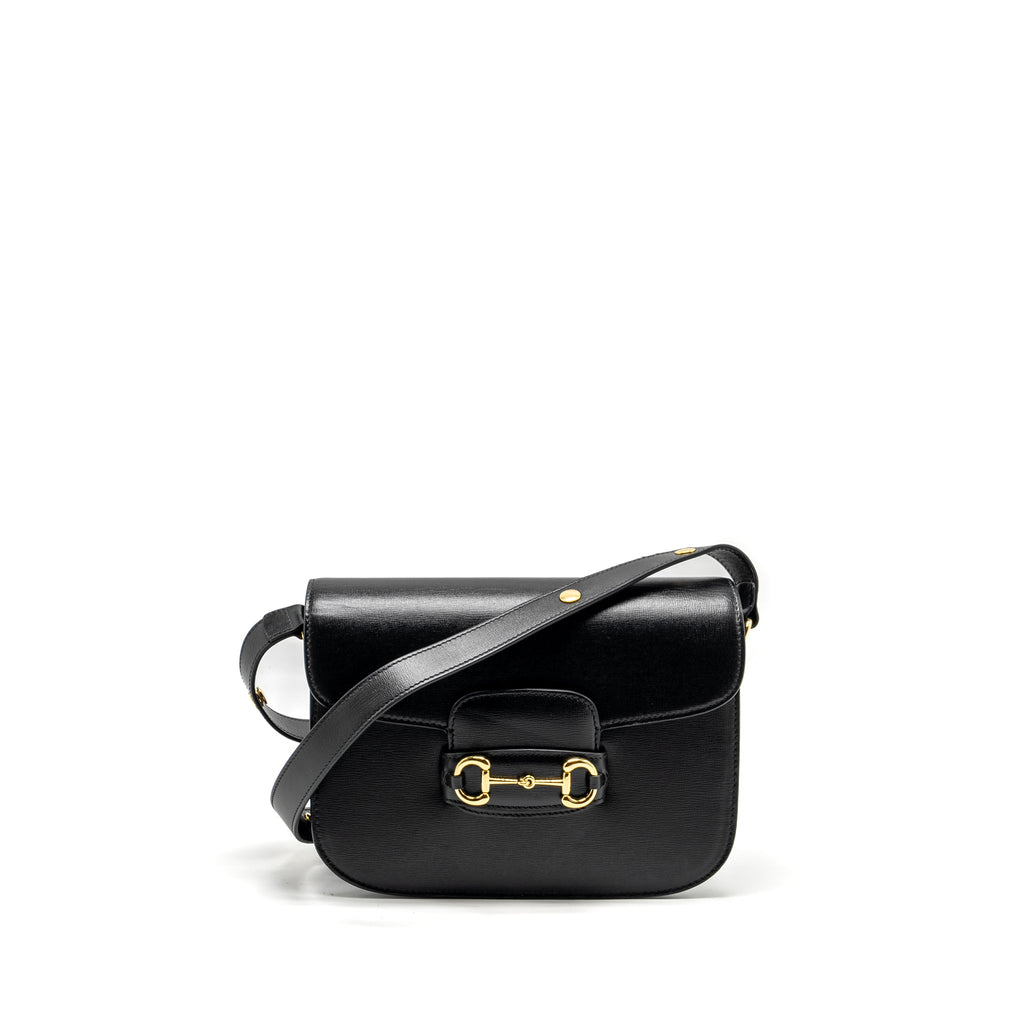 GUCCI HORSEBIT 1955 SHOULDER BAG CALFSKIN BLACK GHW