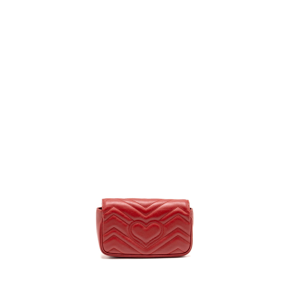 GUCCI GG MARMONT MINI BAG CALFSKIN RED BRUSHED GHW