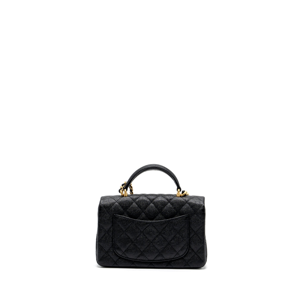 CHANEL TOP HANDLE MINI RECTANGULAR FLAP BAG CAVIAR BLACK GHW