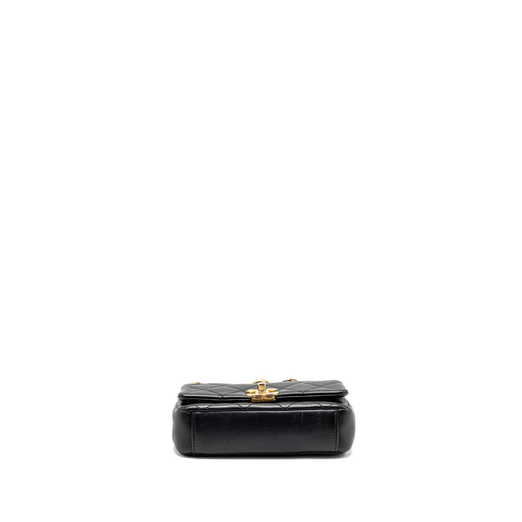 CHANEL SMALL CHAIN IS MORE FLAP BAG LAMBSKIN BLACK GHW