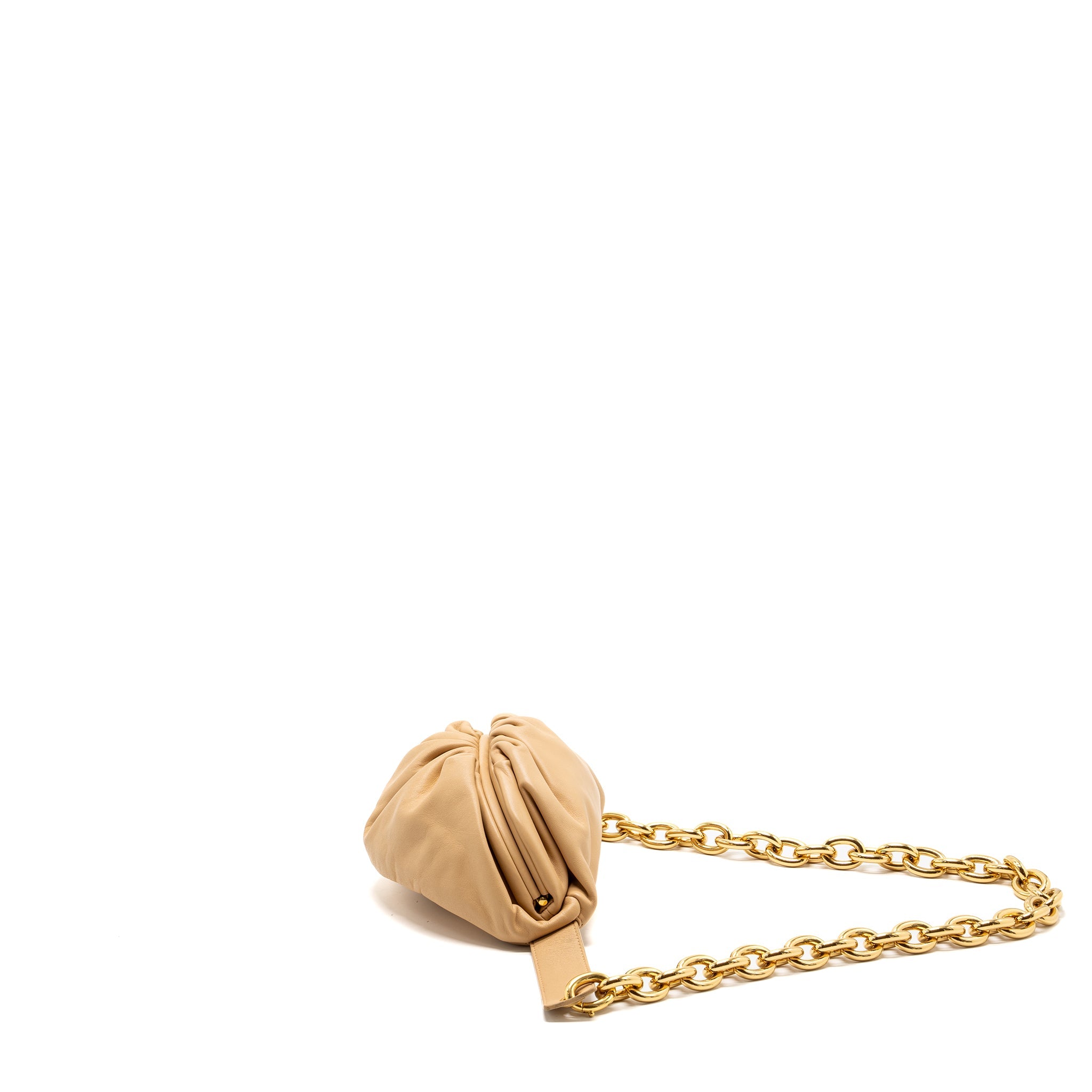 BOTTEGA VENETA THE MINI POUCH BELT BAG CALFSKIN BEIGE GHW