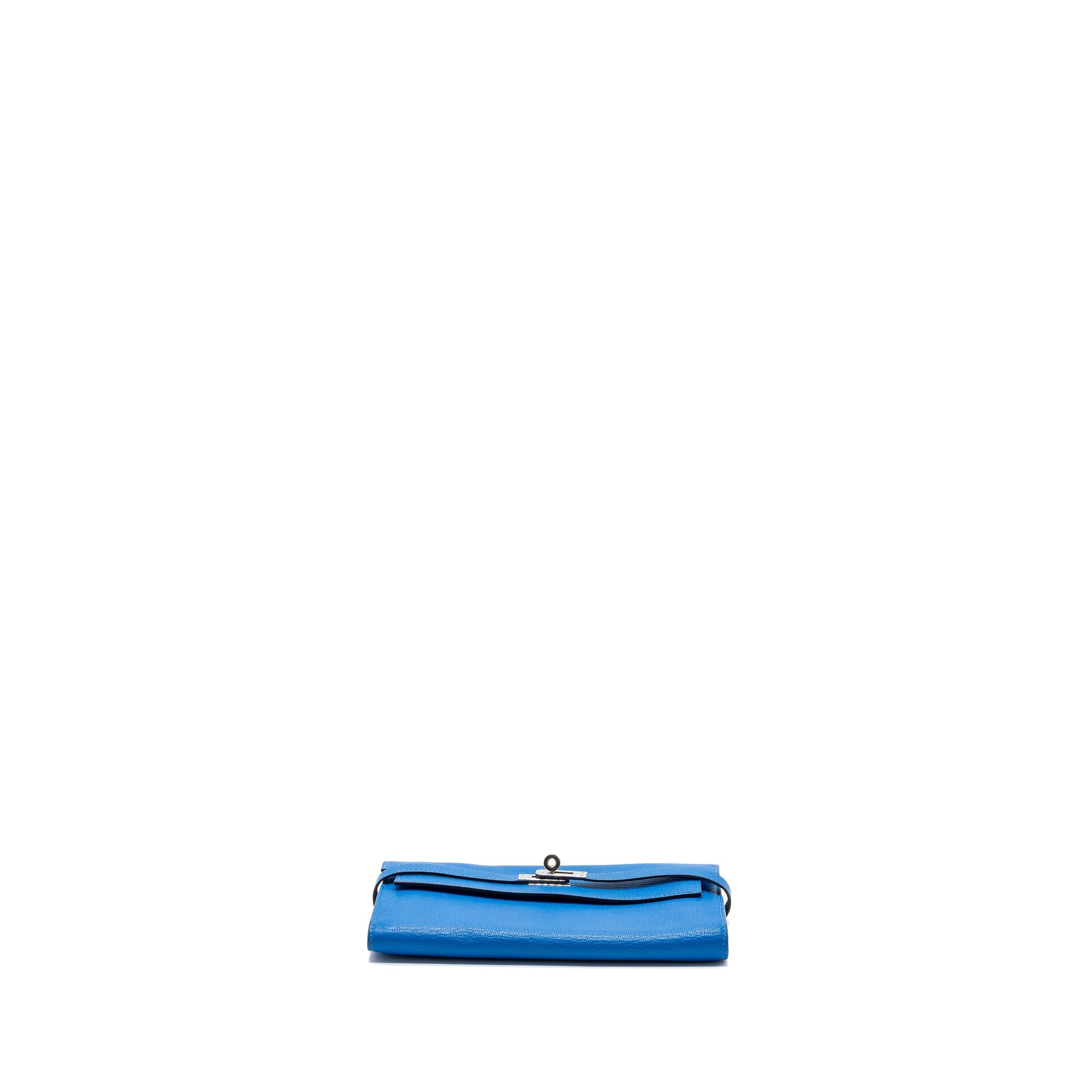 HERMES KELLY CLASSIC LONG WALLET CHÈVRE MYSORE BLUE HYDRA  SHW