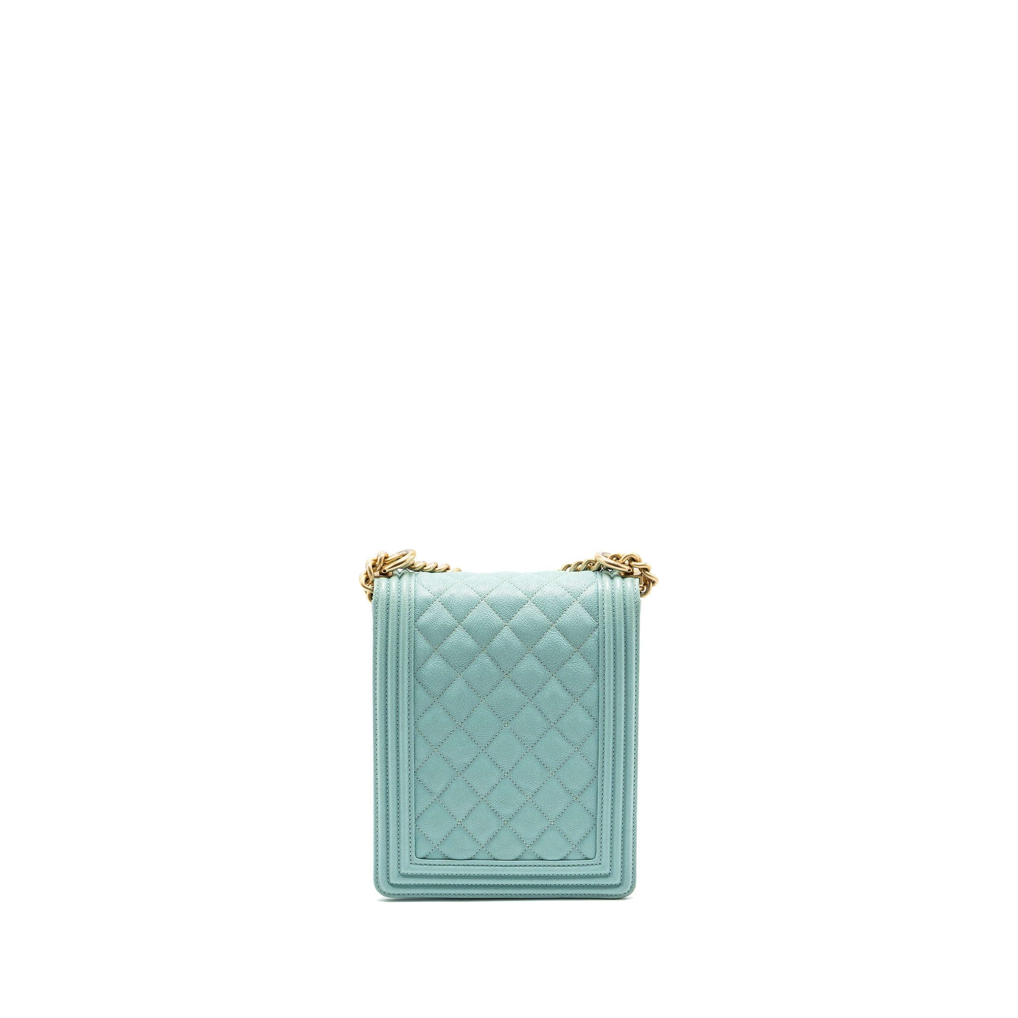 CHANEL NORTH SOUTH BOY BAG CAVIAR LIGHT BLUE GHW