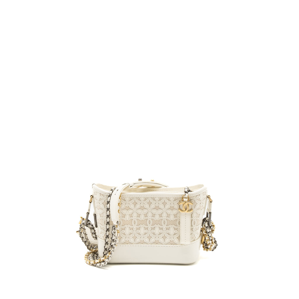 CHANEL SMALL GABRIELLE HOBO BAG LIMITED EDITION CALFSKIN WHITE MULTICOLOUR HARDWARE