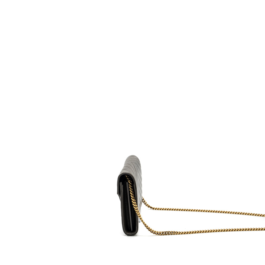 SAINT LAURENT/YSL ENVELOP CHAIN BAG GRAINED CALFSKIN DARK GREEN GHW